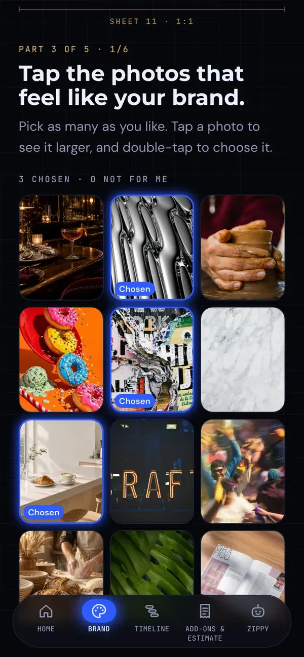 Tap the photos that feel like your brand