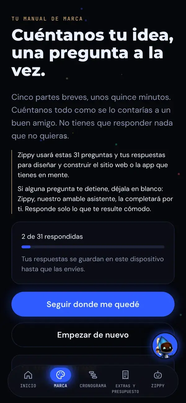 Bienvenida: cinco partes breves, unos quince minutos