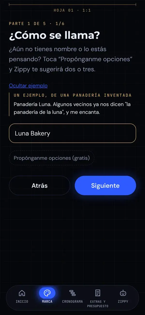 Una pregunta a la vez, con una respuesta de ejemplo