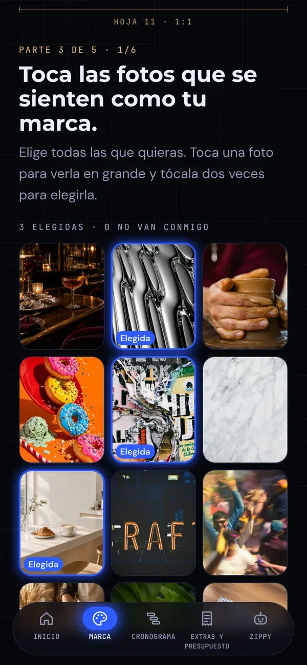 Toca las fotos que se sienten como tu marca