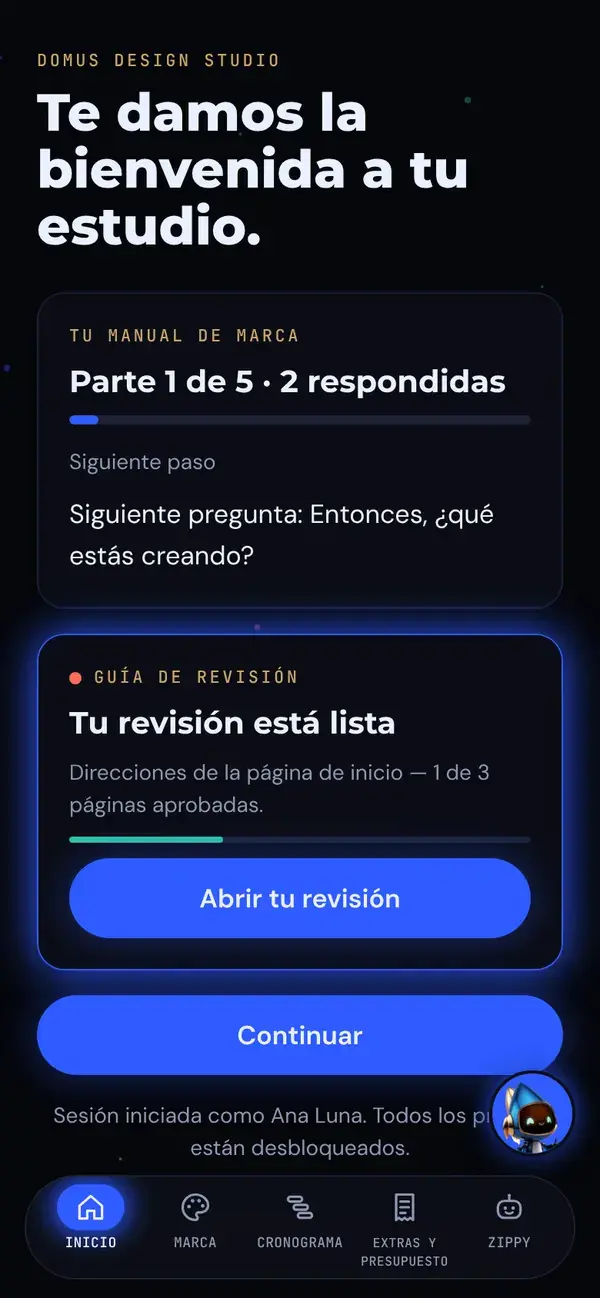 Inicio: tu manual de marca y tu revisión, de un vistazo